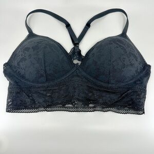 Victorias Secret Wireless Longline Light Lined Black Lace Bralette Size Large